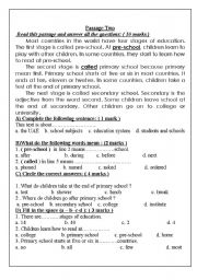 English Worksheet: reading exam