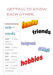 English worksheet: Getting to know each other