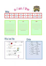 English Worksheet: a / an / the