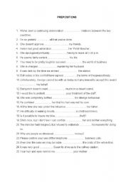 English worksheet: prepositions