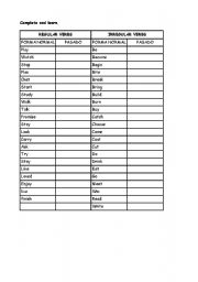 English worksheet: Past simple irregular and regular