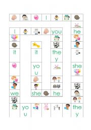 English Worksheet: Personal Pronoun Board Game