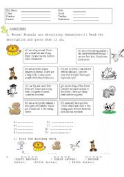 English Worksheet: Vocabulary exercises ( animals) 