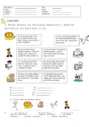 Vocabulary exercises ( animals) 