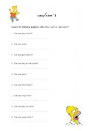 English Worksheet: Can you?