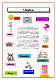English worksheet: Word Hunt - Adjectives