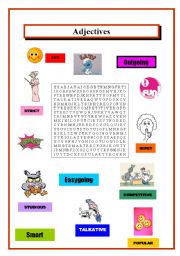 English Worksheet: Word Hunt - Adjectives