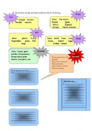 English worksheet: sentence formation using animals