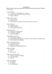 English worksheet: English Idioms