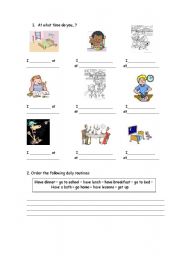 English Worksheet: daily routines and time