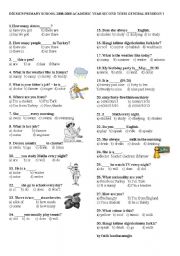 English Worksheet: General Revision for 6th Grades-Multiple Choise