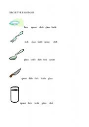 English worksheet: spoon fork knife