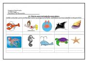 English worksheet: sea creaturs