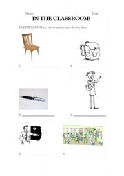 English Worksheet: In the Classroom