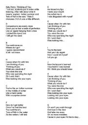English worksheet: Katy Perry: Thinking of you