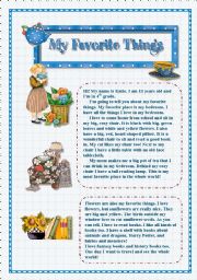 English Worksheet: My Favorite Things