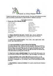 English worksheet: Party Planner