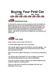 English Worksheet: Buy Your First Car