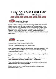 English worksheet: Buy Your First Car