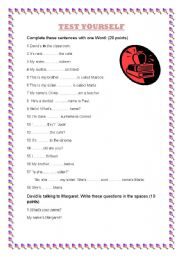 English worksheet: Test yourself