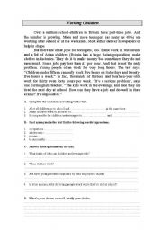 English Worksheet: Working children