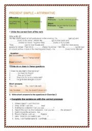 English Worksheet: Affirmative