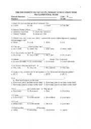 English worksheet: 2008-09 1st term 5th grade final exam 