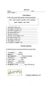 English Worksheet: 5th grade