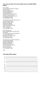 English worksheet: Song: Angels, by Robbie Williams for reported speech