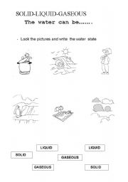 English Worksheet: SOLID-LIQUID-GASEOUS