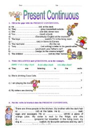 English Worksheet: Present Continuous