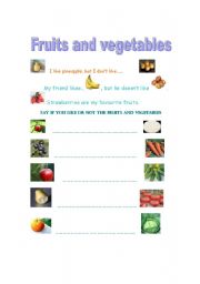 English worksheet: Fruits and Vegetables