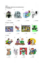 English worksheet: match vocabulary
