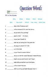 English Worksheet: wh questions