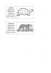 English Worksheet: Animals Activity Cards 4 - Comparative