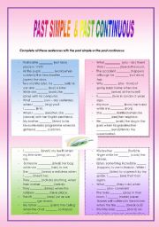 English Worksheet: PAST SIMPE PAST CONTINUOUS (1st Part)