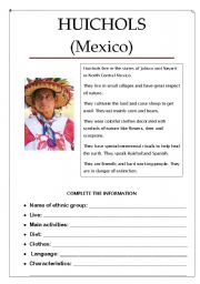 English worksheet: HUICHOLS