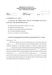 English worksheet: 10th grade exam