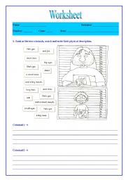 English Worksheet: physical description 1