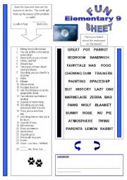 English Worksheet: Fun Sheet Elementary 9