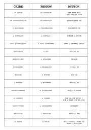 English Worksheet: Crime, person, action - wordlist