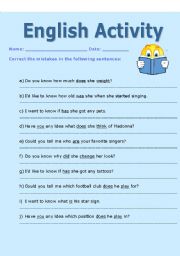 English Worksheet: Correcting mistakes