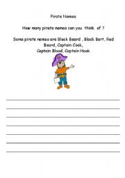 English Worksheet: Pirates    names