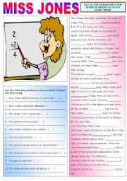English Worksheet: MISS JONES (PRESENT AND PAST TENSES REVISION)