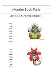 English Worksheet: Monster Body Parts
