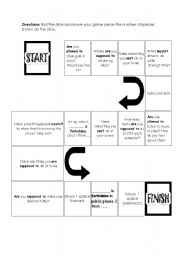 English Worksheet: permission and prohibition game