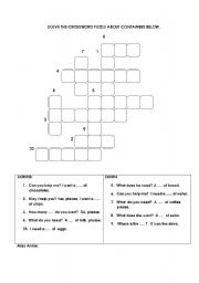 English worksheet: crossword containers