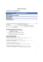 English worksheet: reported speech test