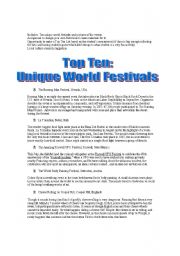 English worksheet: ESL Festival Extravaganza (Reading, Writing, Conversational, Fun)