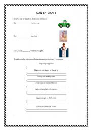 English Worksheet: CAN OR CANT